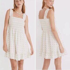 Madewell Lucie Smocked Tank Mini Dress in Textural Clipdot
